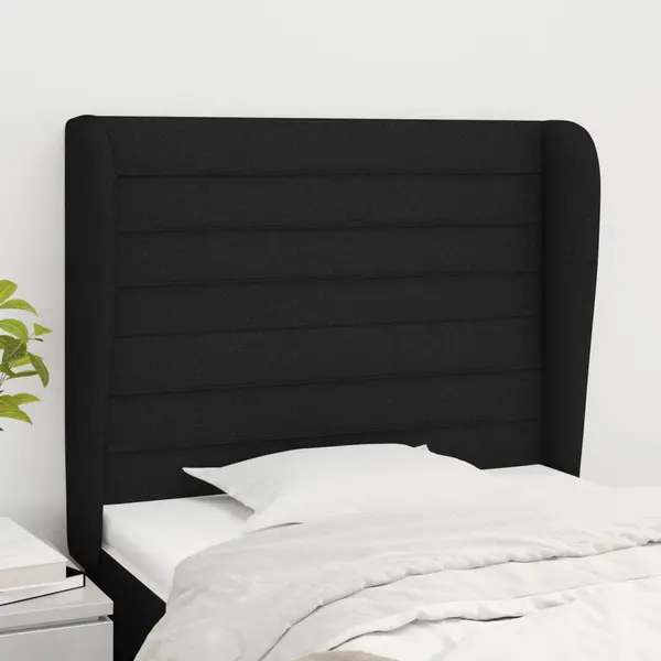 Gossi tablie de pat cu aripioare, negru, 103x23x118/128 cm, textil