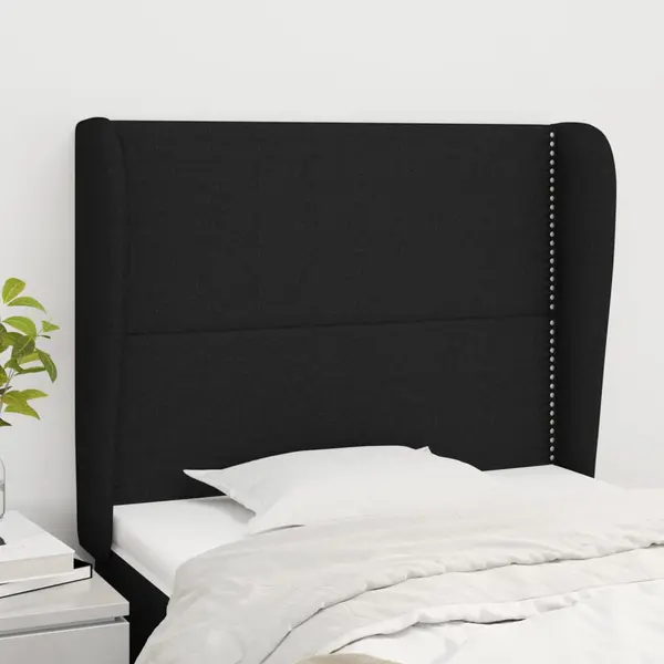 Gossi tablie de pat cu aripioare, negru, 103x23x118/128 cm, textil