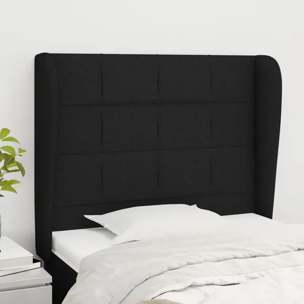 Gossi tablie de pat cu aripioare, negru, 103x23x118/128 cm, textil