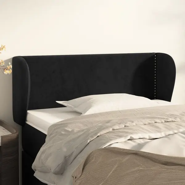 Gossi tablie de pat cu aripioare negru 103x23x78/88 cm catifea