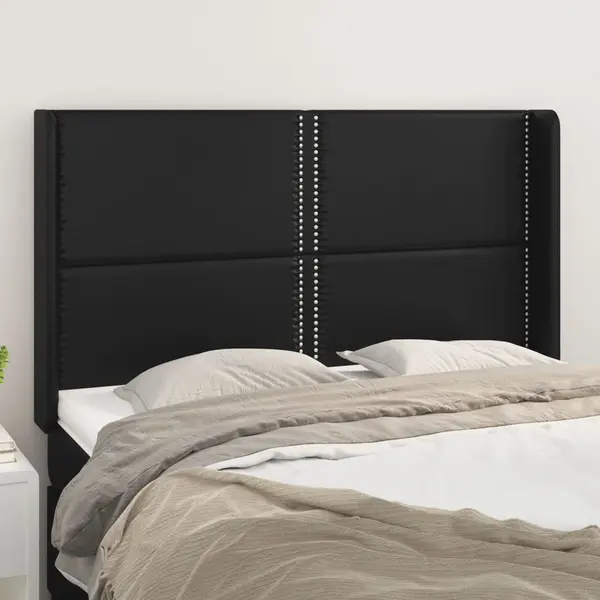 Gossi tablie de pat cu aripioare, negru, 147x16x118/128 cm, piele eco