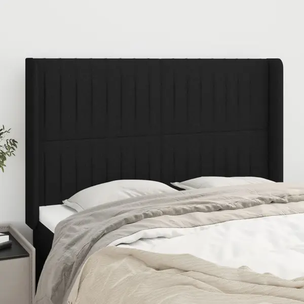 Gossi tablie de pat cu aripioare, negru, 147x16x118/128 cm, textil