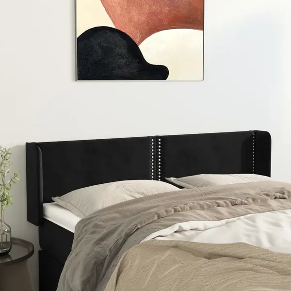 Gossi tablie de pat cu aripioare negru 147x16x78/88 cm catifea