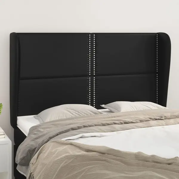 Gossi tablie de pat cu aripioare, negru, 147x23x118/128 cm, piele eco