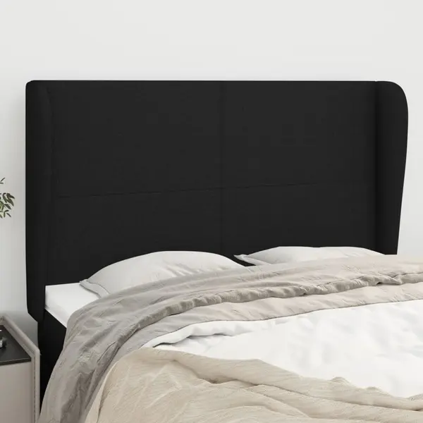 Gossi tablie de pat cu aripioare, negru, 147x23x118/128 cm, textil