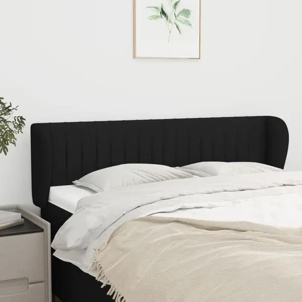 Gossi tablie de pat cu aripioare negru 147x23x78/88 cm textil