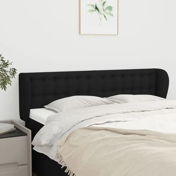 Gossi tablie de pat cu aripioare negru 147x23x78/88 cm textil