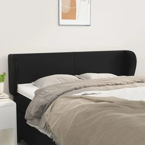 Gossi tablie de pat cu aripioare negru 147x23x78/88cm piele ecologica