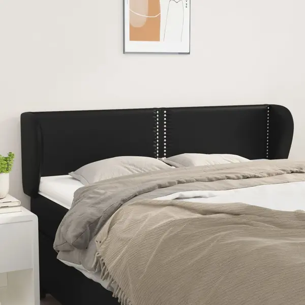 Gossi tablie de pat cu aripioare negru 147x23x78/88cm piele ecologica