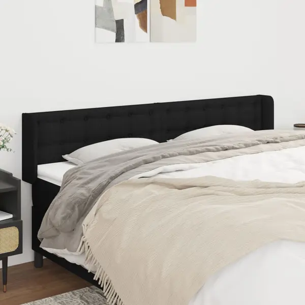 Gossi tablie de pat cu aripioare negru 163x16x78/88 cm textil