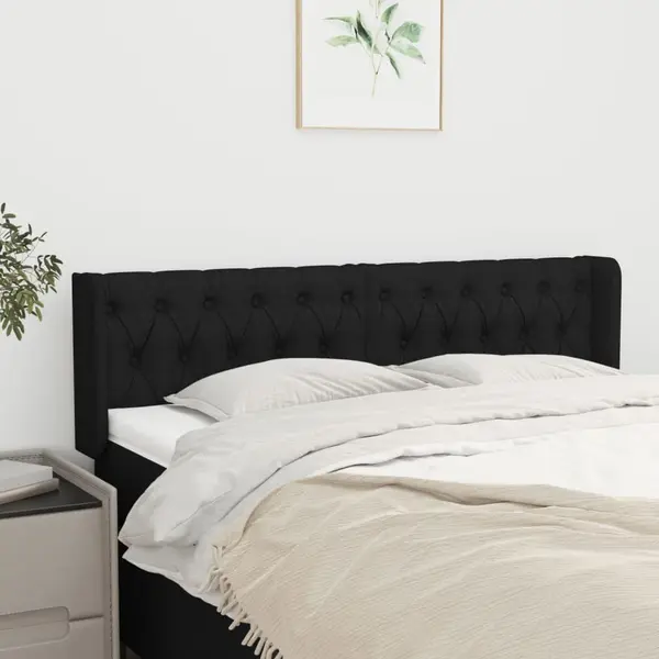 Gossi tablie de pat cu aripioare negru 163x16x78/88 cm textil