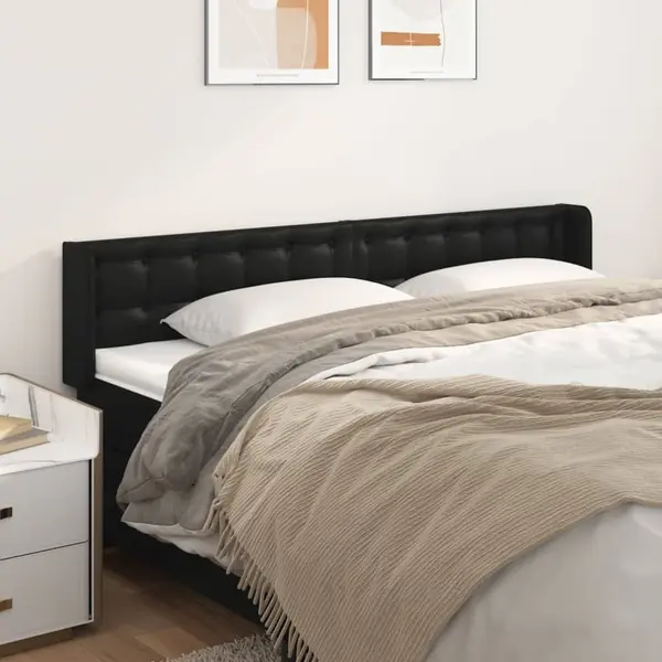 Gossi tablie de pat cu aripioare negru 163x16x78/88cm piele ecologica
