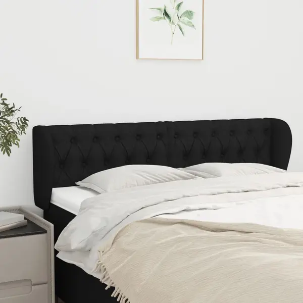 Gossi tablie de pat cu aripioare negru 163x23x78/88 cm textil