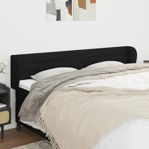 Gossi tablie de pat cu aripioare negru 163x23x78/88 cm textil