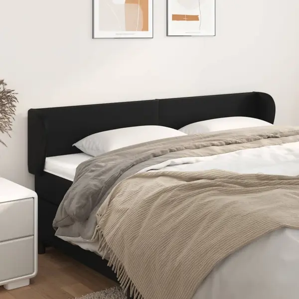 Gossi tablie de pat cu aripioare negru 163x23x78/88cm piele ecologica