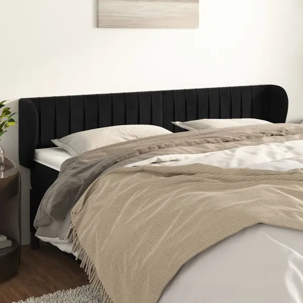 Gossi tablie de pat cu aripioare negru 183x23x78/88 cm catifea