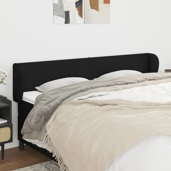 Gossi tablie de pat cu aripioare negru 183x23x78/88 cm textil
