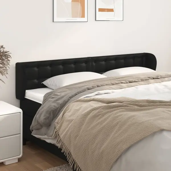Gossi tablie de pat cu aripioare negru 183x23x78/88cm piele ecologica