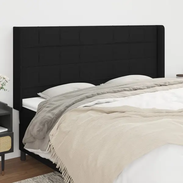 Gossi tablie de pat cu aripioare, negru, 203x16x118/128 cm, textil
