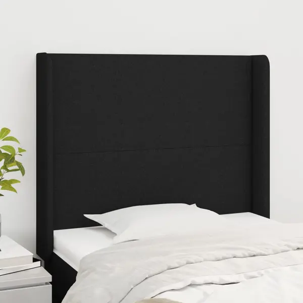 Gossi tablie de pat cu aripioare, negru, 83x16x118/128 cm, textil