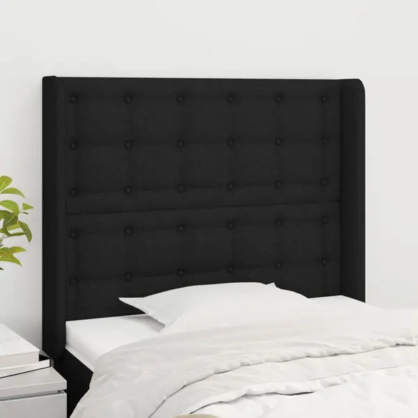 Gossi tablie de pat cu aripioare, negru, 83x16x118/128 cm, textil