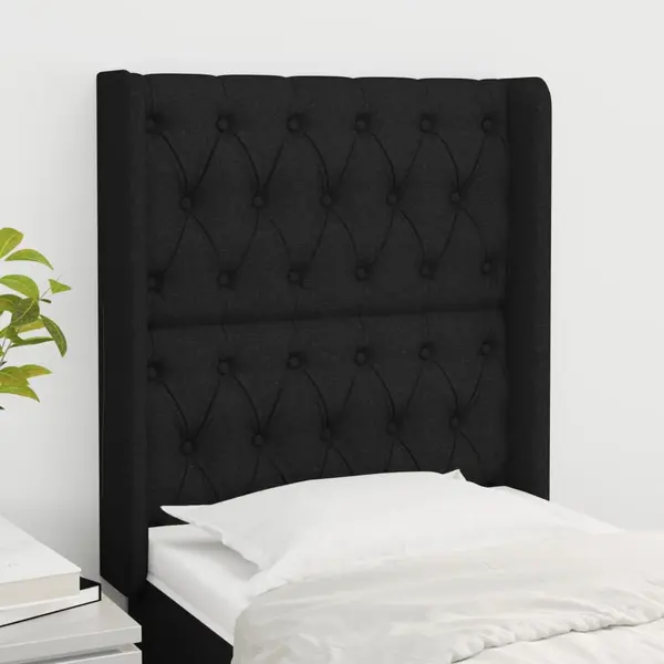 Gossi tablie de pat cu aripioare, negru, 83x16x118/128 cm, textil