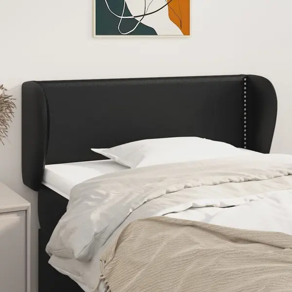 Gossi tablie de pat cu aripioare negru 83x23x78/88 cm piele ecologica