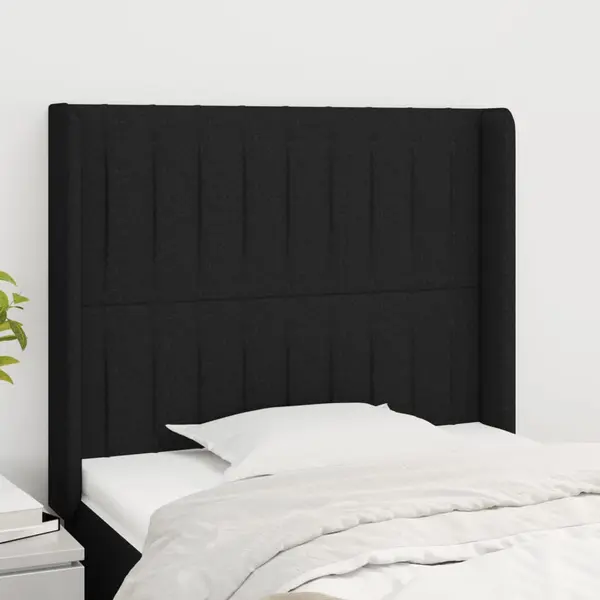 Gossi tablie de pat cu aripioare, negru, 93x16x118/128 cm, textil