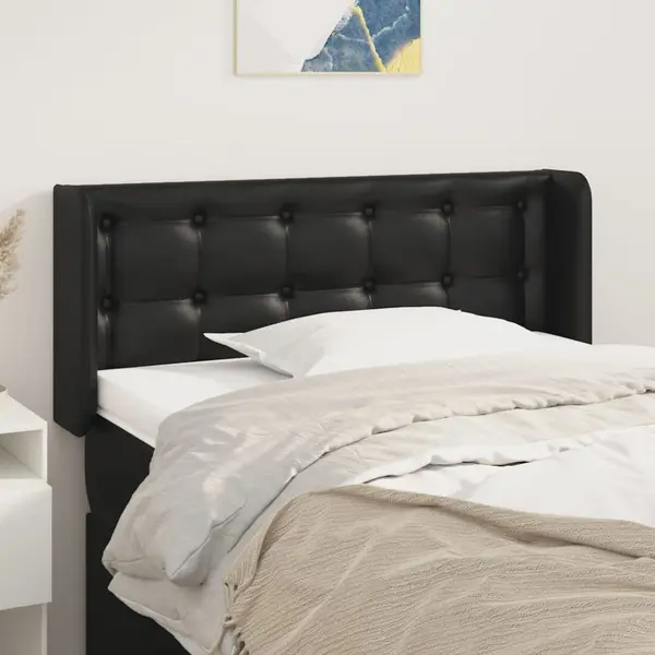 Gossi tablie de pat cu aripioare negru 93x16x78/88 cm piele ecologica