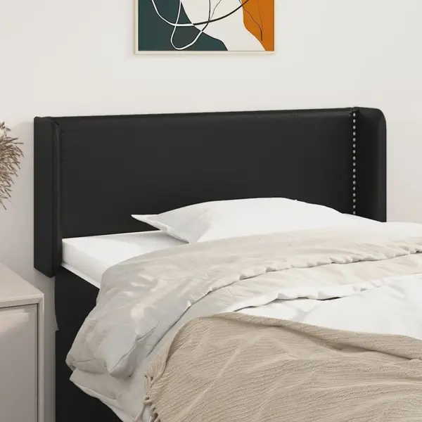 Gossi tablie de pat cu aripioare negru 93x16x78/88 cm piele ecologica