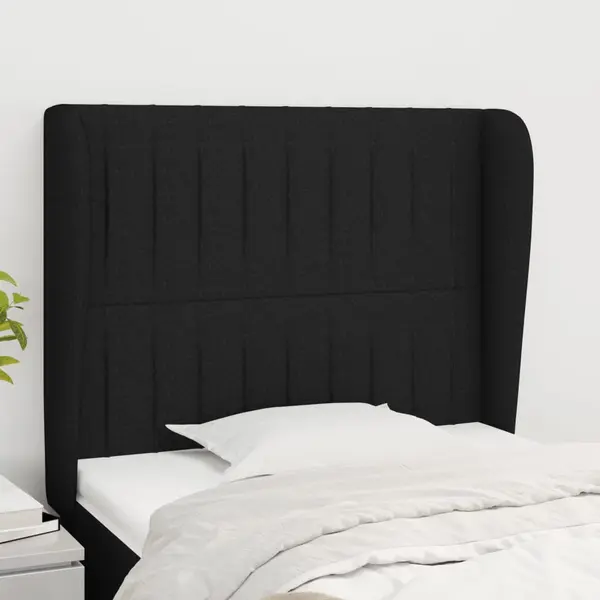 Gossi tablie de pat cu aripioare, negru, 93x23x118/128 cm, textil
