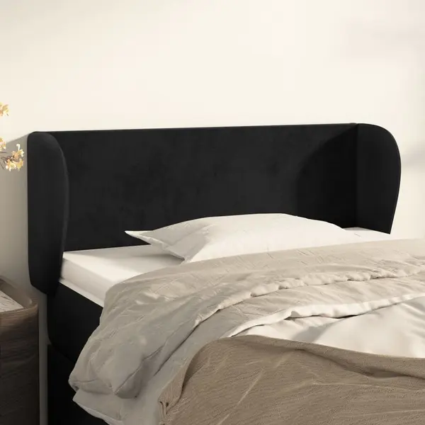 Gossi tablie de pat cu aripioare negru 93x23x78/88 cm catifea
