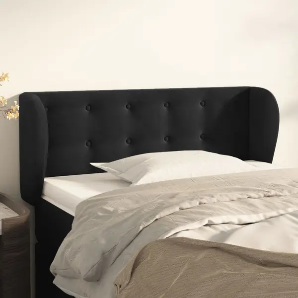 Gossi tablie de pat cu aripioare negru 93x23x78/88 cm catifea
