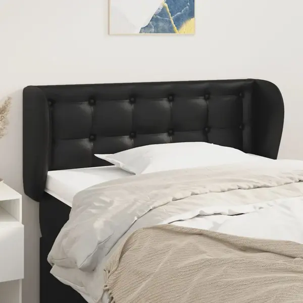 Gossi tablie de pat cu aripioare negru 93x23x78/88 cm piele ecologica