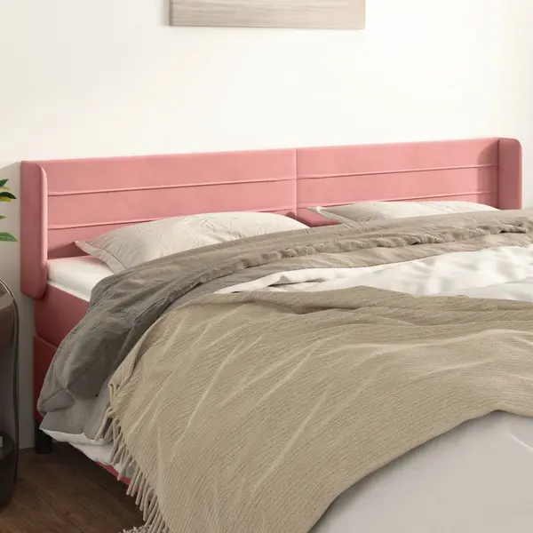 Gossi tablie de pat cu aripioare roz 163x16x78/88 cm catifea