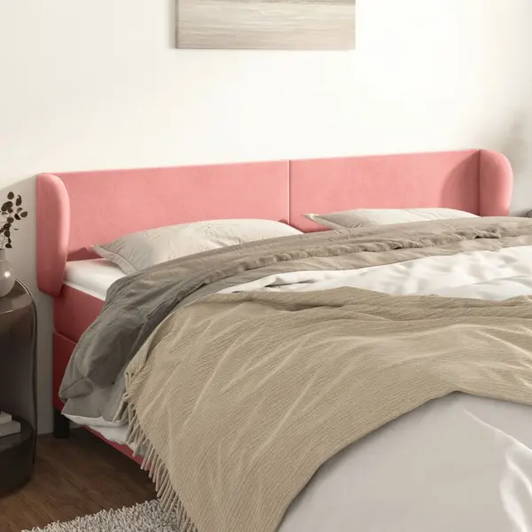 Gossi tablie de pat cu aripioare roz 163x23x78/88 cm catifea