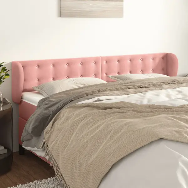 Gossi tablie de pat cu aripioare roz 163x23x78/88 cm catifea