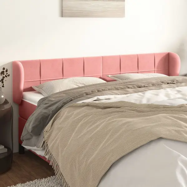 Gossi tablie de pat cu aripioare roz 183x23x78/88 cm catifea