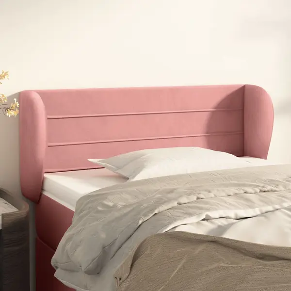 Gossi tablie de pat cu aripioare roz 93x23x78/88 cm catifea