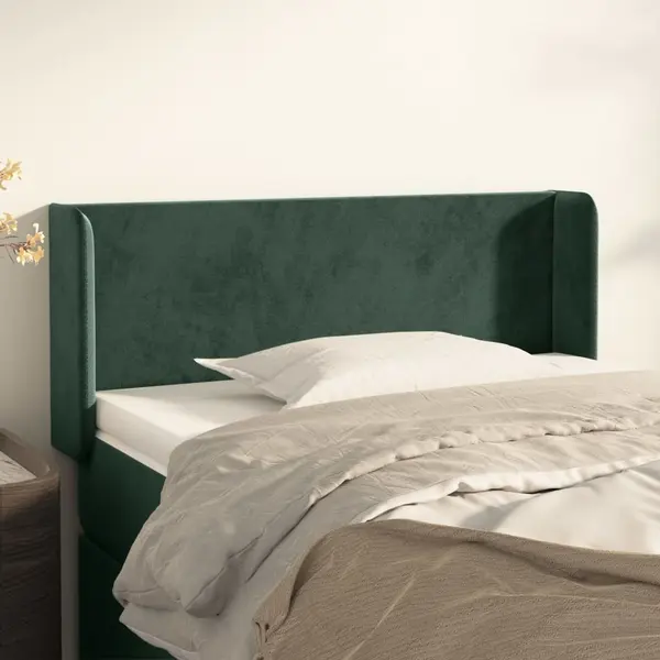 Gossi tablie de pat cu aripioare verde inchis 103x16x78/88 cm catifea