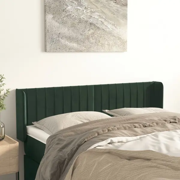 Gossi tablie de pat cu aripioare verde inchis 147x16x78/88 cm catifea