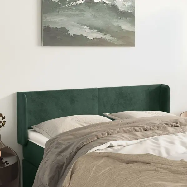Gossi tablie de pat cu aripioare verde inchis 147x16x78/88 cm catifea