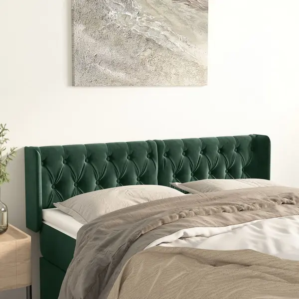 Gossi tablie de pat cu aripioare verde inchis 147x16x78/88 cm catifea