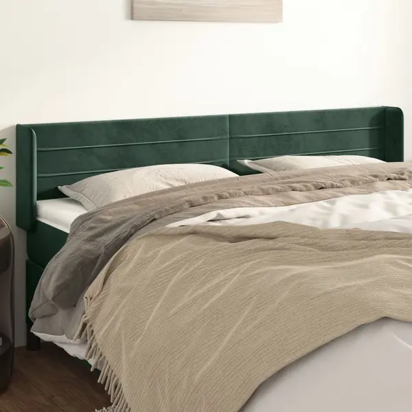 Gossi tablie de pat cu aripioare verde inchis 163x16x78/88 cm catifea