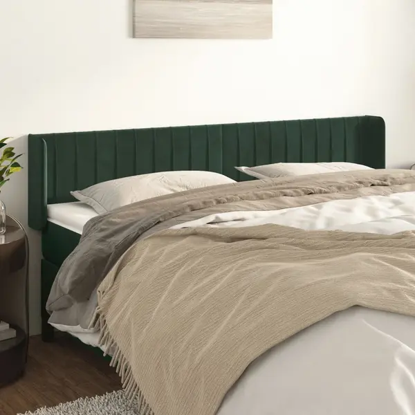 Gossi tablie de pat cu aripioare verde inchis 163x16x78/88 cm catifea