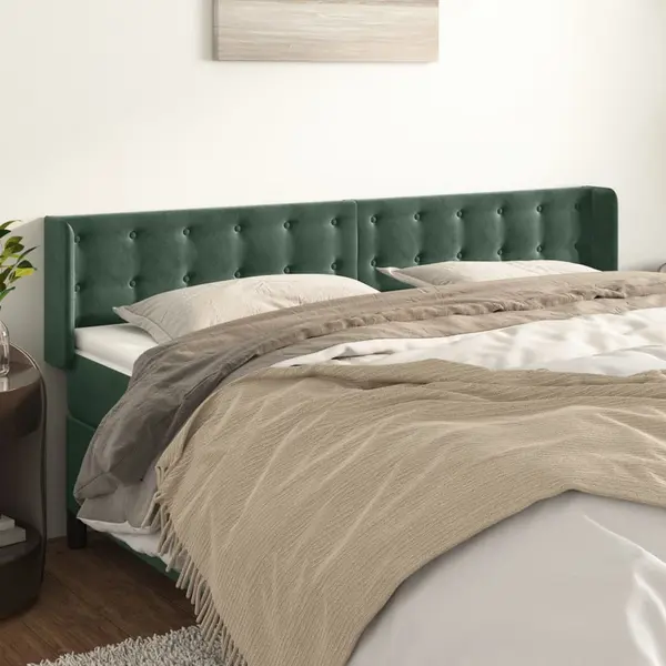 Gossi tablie de pat cu aripioare verde inchis 163x16x78/88 cm catifea