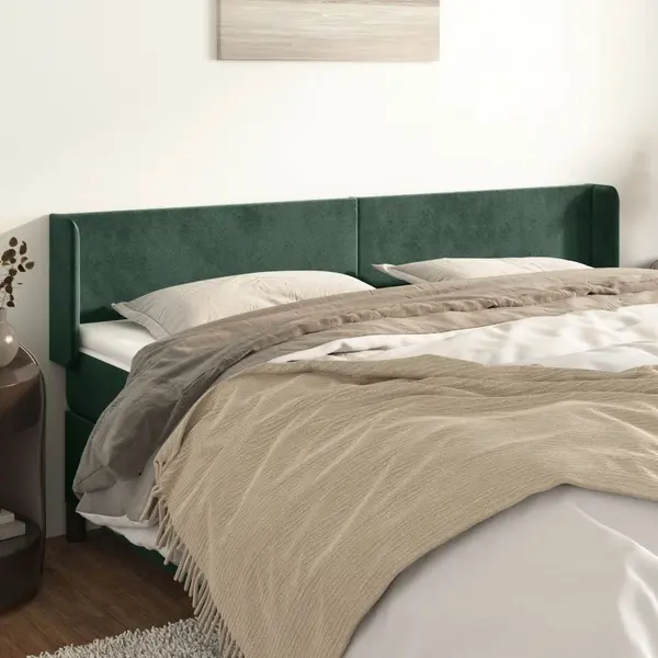 Gossi tablie de pat cu aripioare verde inchis 163x16x78/88 cm catifea