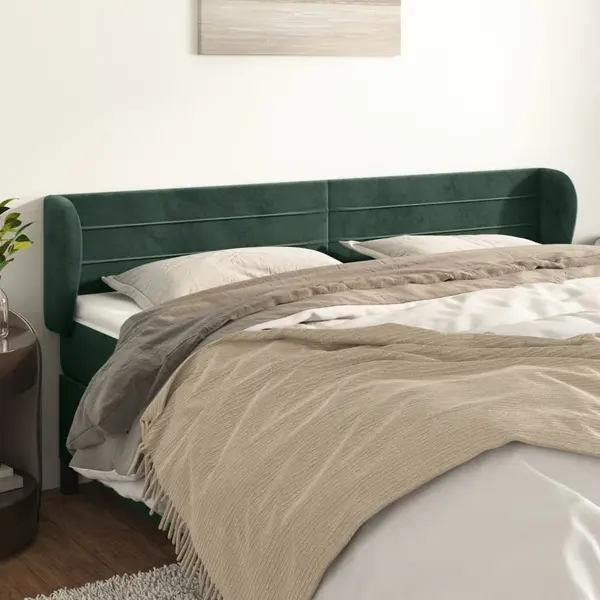 Gossi tablie de pat cu aripioare verde inchis 163x23x78/88 cm catifea