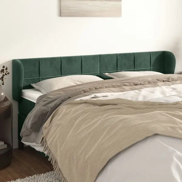 Gossi tablie de pat cu aripioare verde inchis 163x23x78/88 cm catifea
