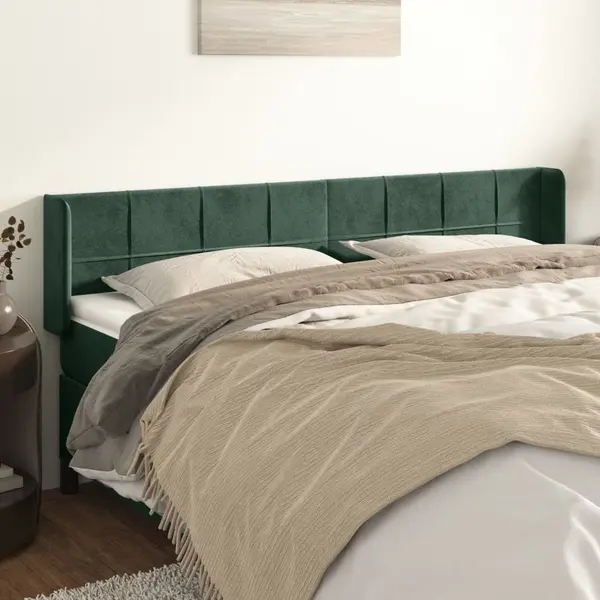 Gossi tablie de pat cu aripioare verde inchis 183x16x78/88 cm catifea
